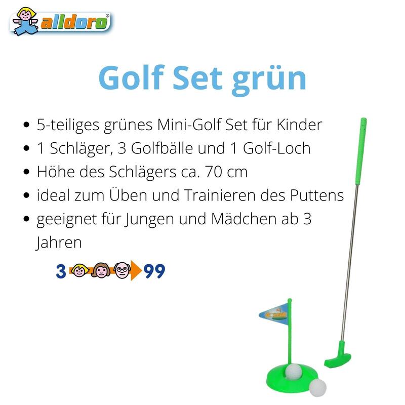 5-teiliges Golf-Spielset für Kinder mit Schläger, Golfloch und 3 Bällen, Grün