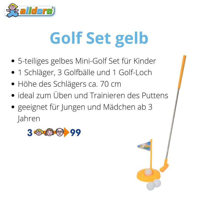 5-teiliges Golf-Spielset für Kinder mit Schläger, Golfloch und 3 Bällen, Gelb