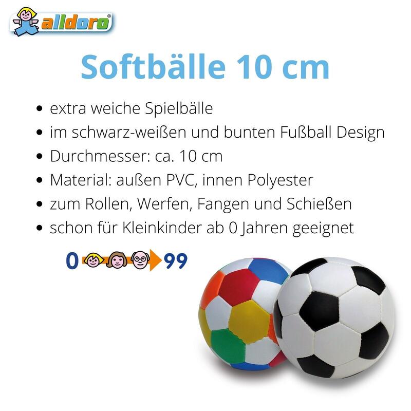 Softball 2er Set für Kinder, Ø 10 cm, 1x bunt + 1x  schwarz/weiß, extra weich