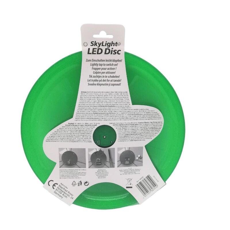 LED Sky Light Disc, grüne Wurfscheibe aus Kunststoff mit Leuchteffekt, Ø 27 cm