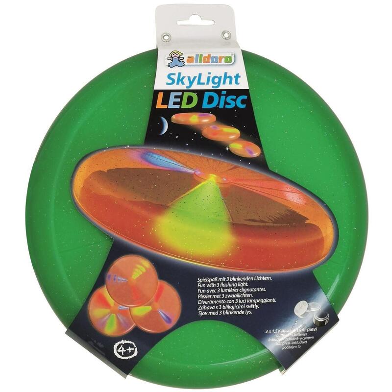 LED Sky Light Disc, grüne Wurfscheibe aus Kunststoff mit Leuchteffekt, Ø 27 cm