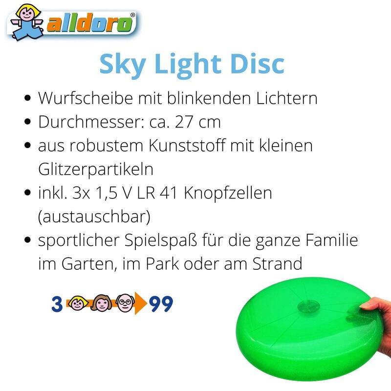 LED Sky Light Disc, grüne Wurfscheibe aus Kunststoff mit Leuchteffekt, Ø 27 cm