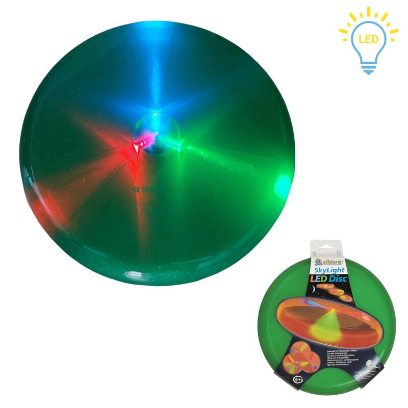 LED Sky Light Disc, grüne Wurfscheibe aus Kunststoff mit Leuchteffekt, Ø 27 cm