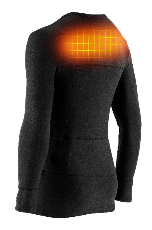 Das beheizbare Shirt verfügt über sechs große Heizbereiche. Zwei Heizbereiche zw 4/4