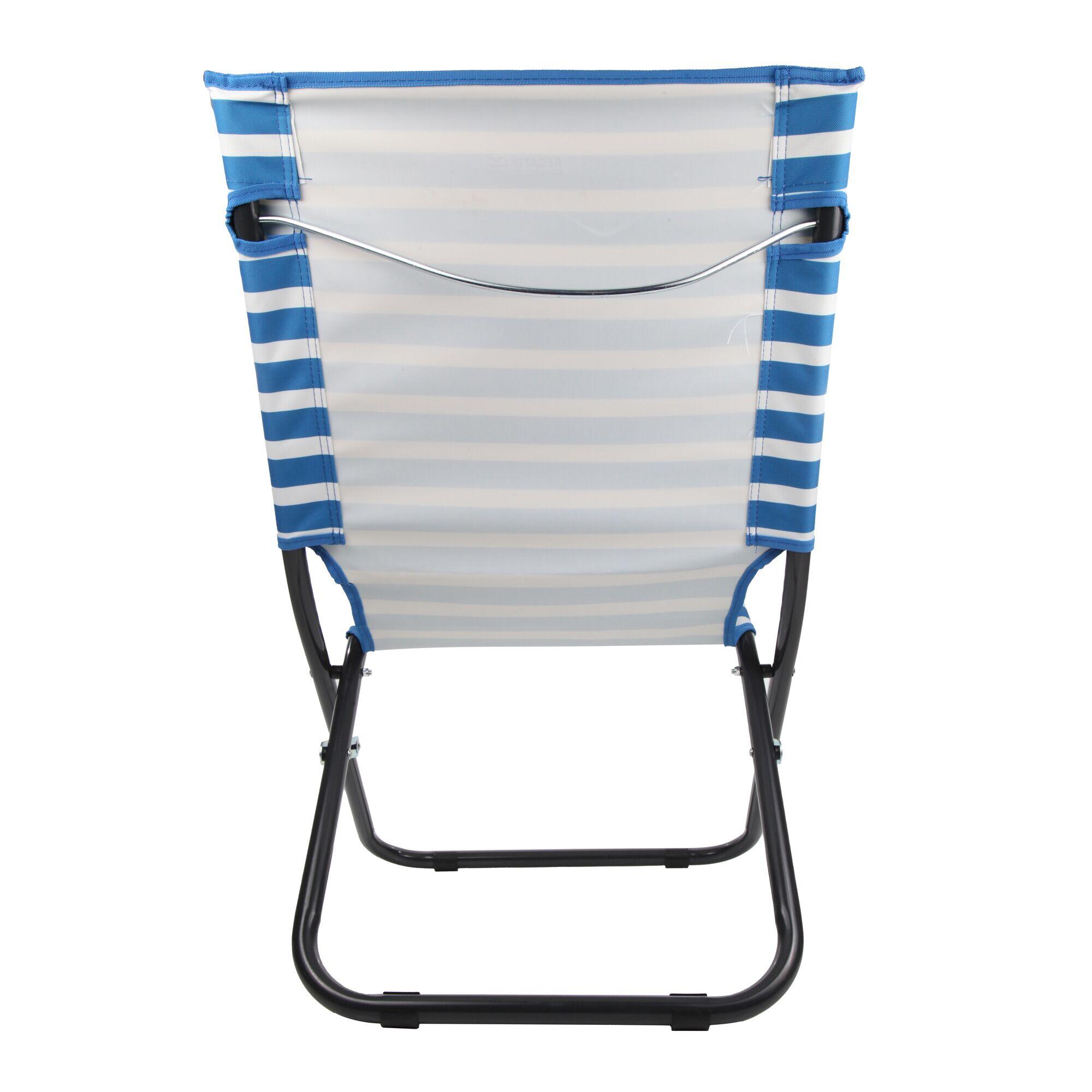 Kruza Adults' Camping Beach Lounger - French Blue White 3/5