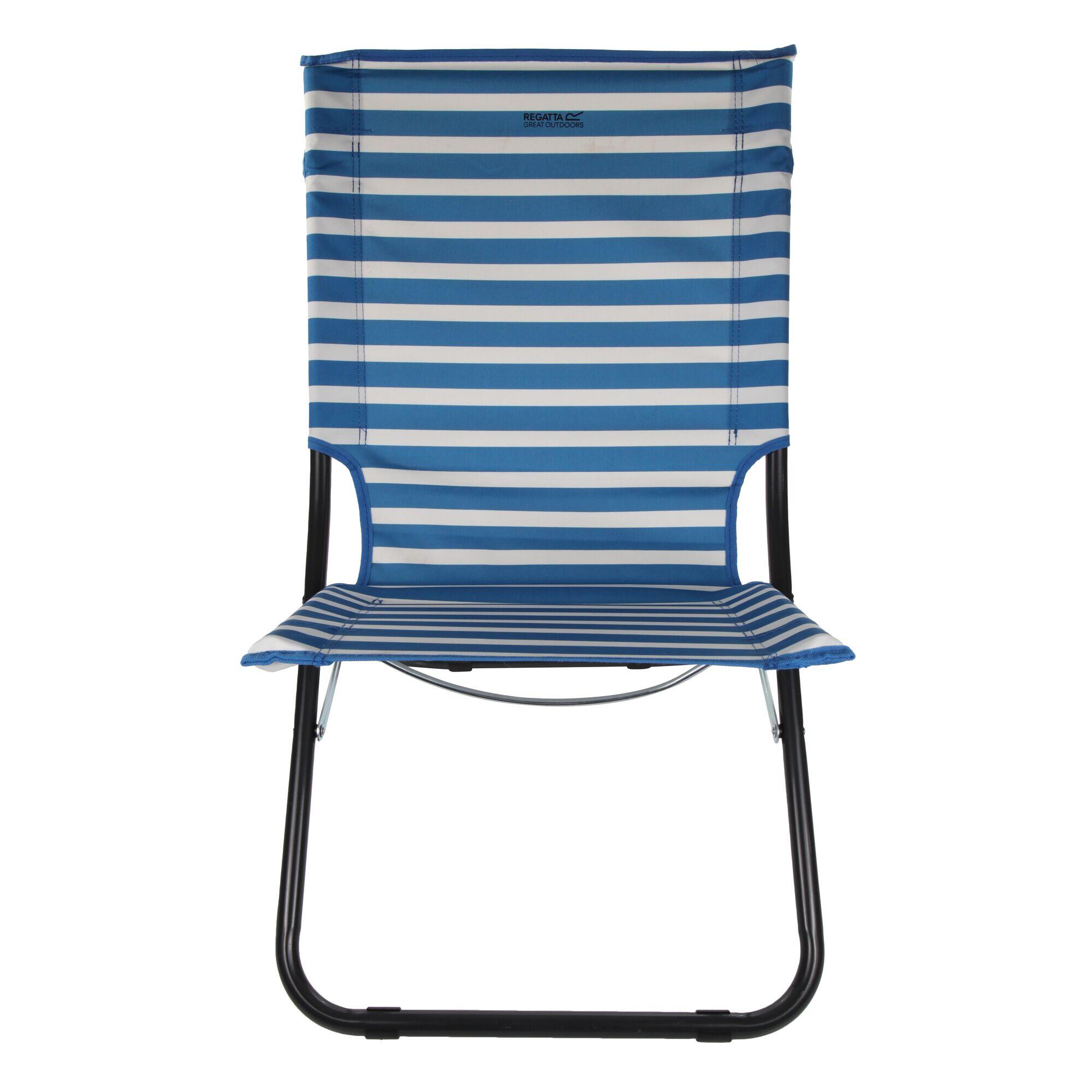 Kruza Adults' Camping Beach Lounger - French Blue White 2/5