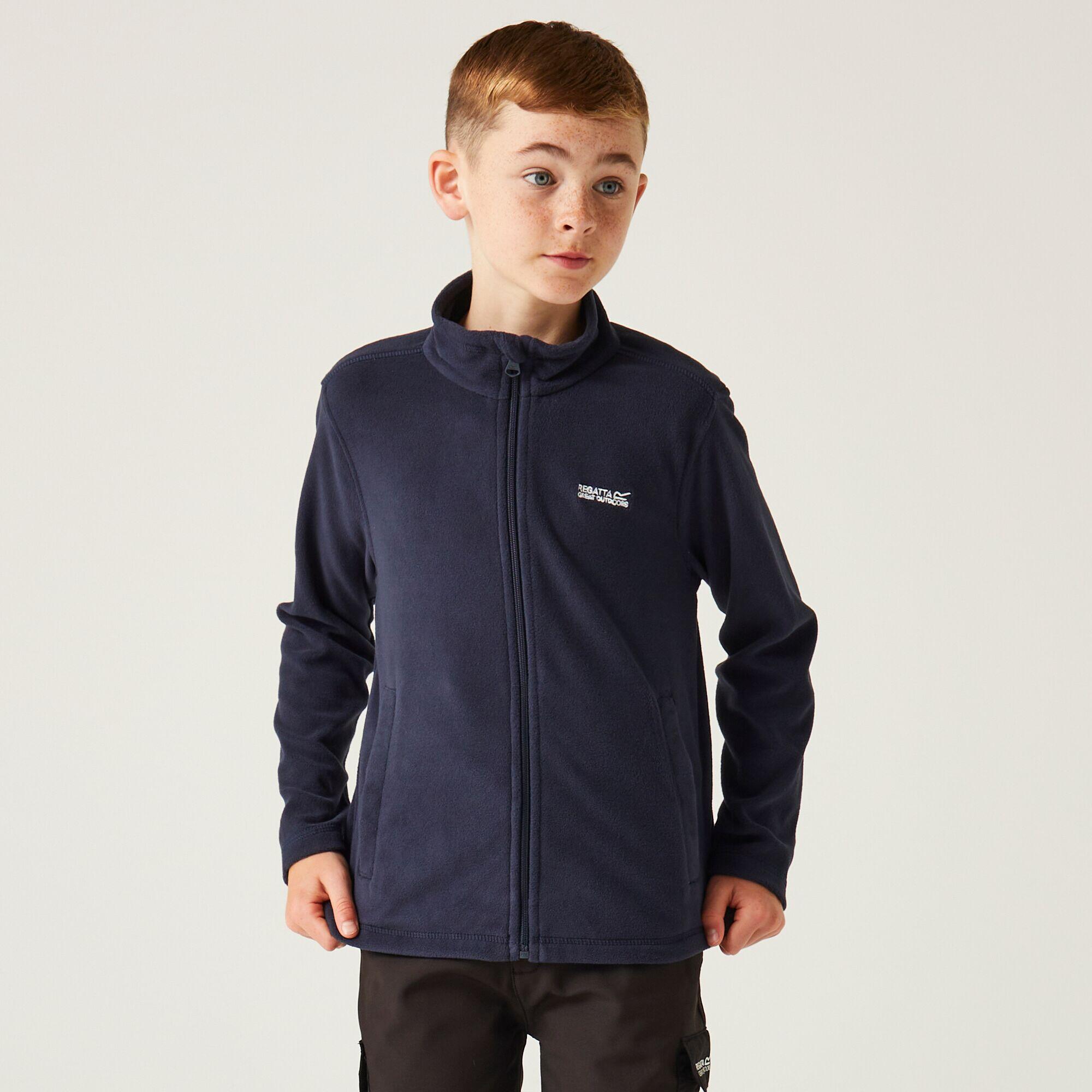 REGATTA King II Kids' Hiking Full Zip Fleece - Navy