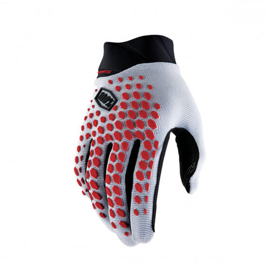 100% GEOMATIC Gloves Grey/Racer Red -  Bike MTB Cycling