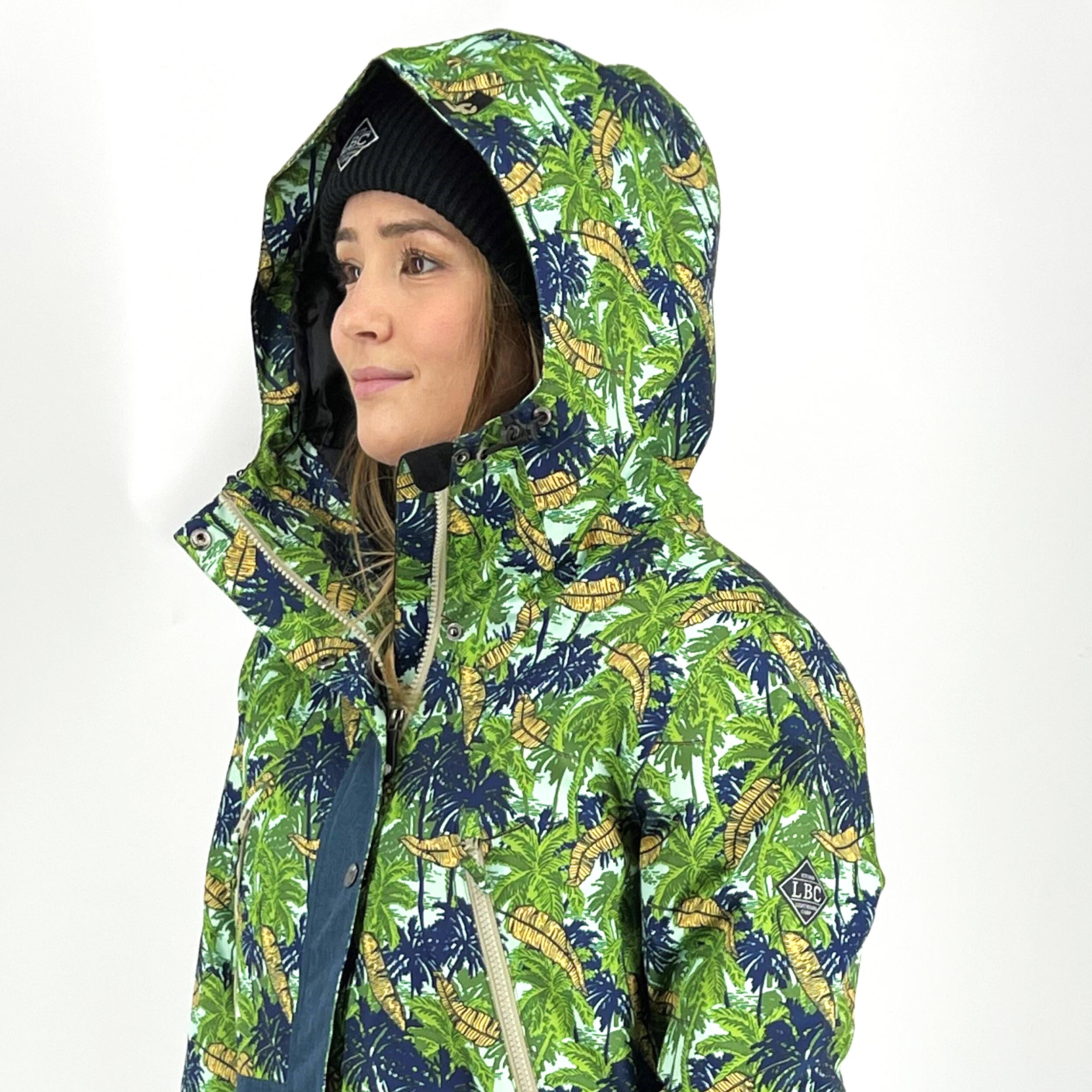 Ski-/Snowboardjacke Damen - NATION dunkelblau banana 3/4