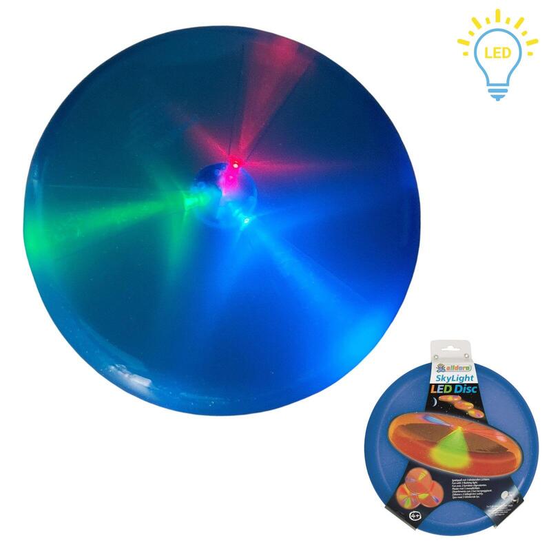 LED Sky Light Disc, blaue Wurfscheibe aus Kunststoff mit Leuchteffekt, Ø 27 cm