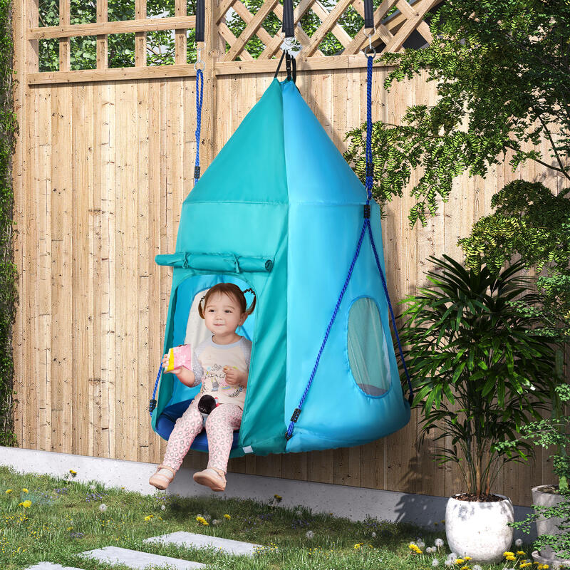 Outsunny Leagan de Gradina cu Cort pentru Copii 3-8 Ani Ø100cm Albastru