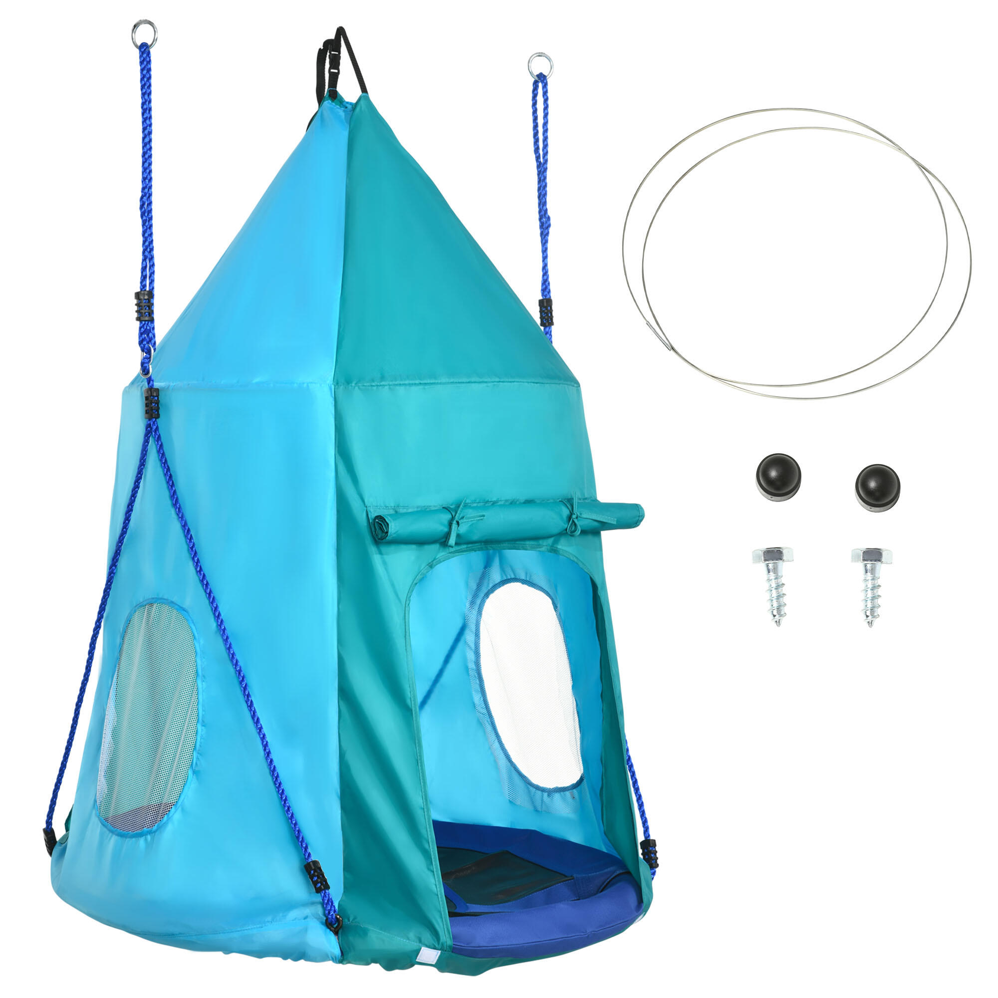 Outsunny Leagan de Gradina cu Cort pentru Copii 3-8 Ani Ø100cm Albastru