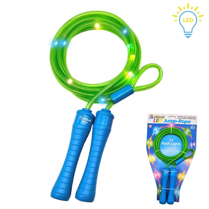 LED Springseil für Kinder mit Leuchteffekt, grün/blau, 240 cm lang, verstellbar