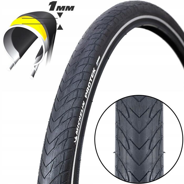 Pneu vtt/urbain 29x1.75 Michelin protek flanc reflechissant tt noir tr (47-622)