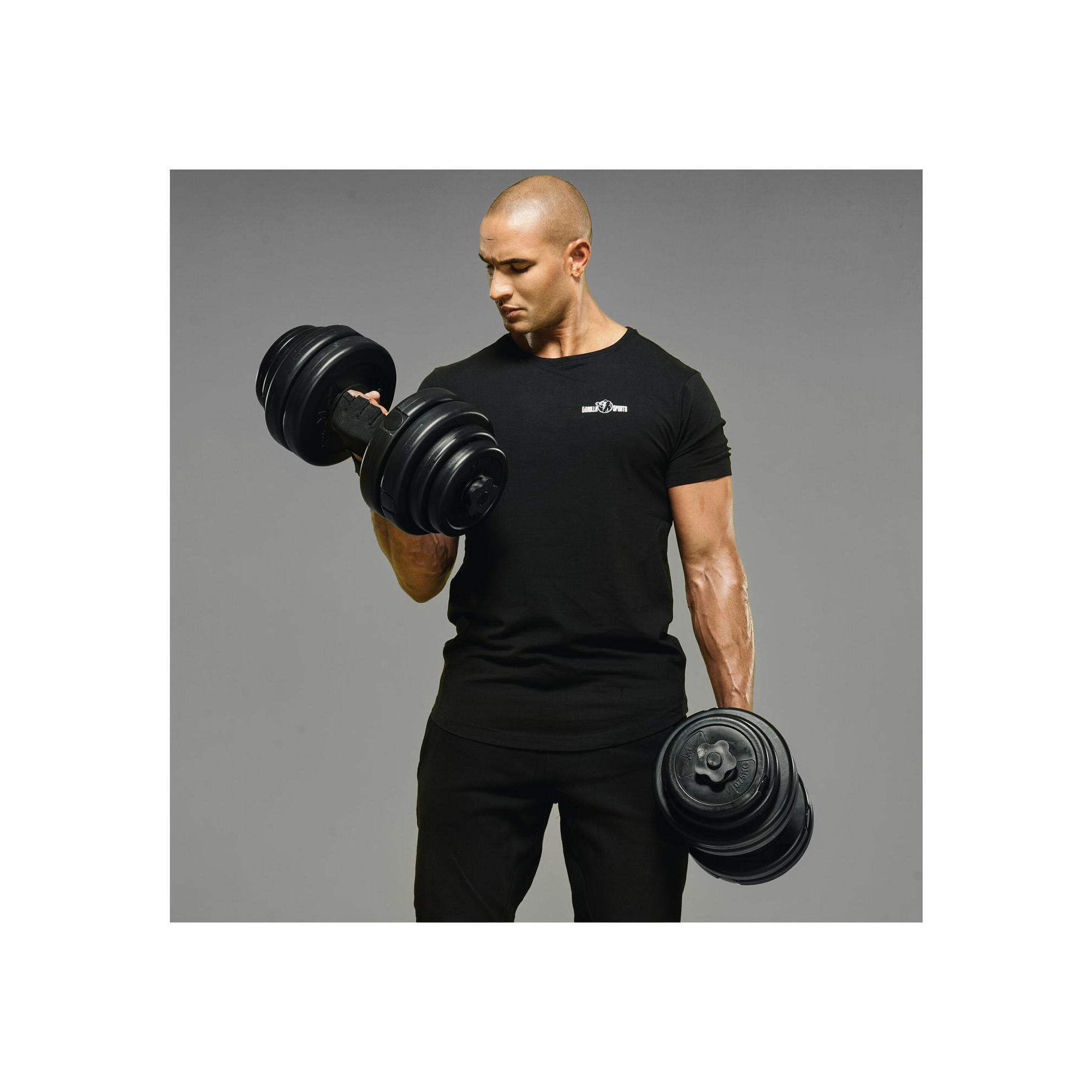 GYRONETICS KIT DUMBBELL SHORT 30KG WITH PLASTIC DISCS | BODYBUILDING | 25MM