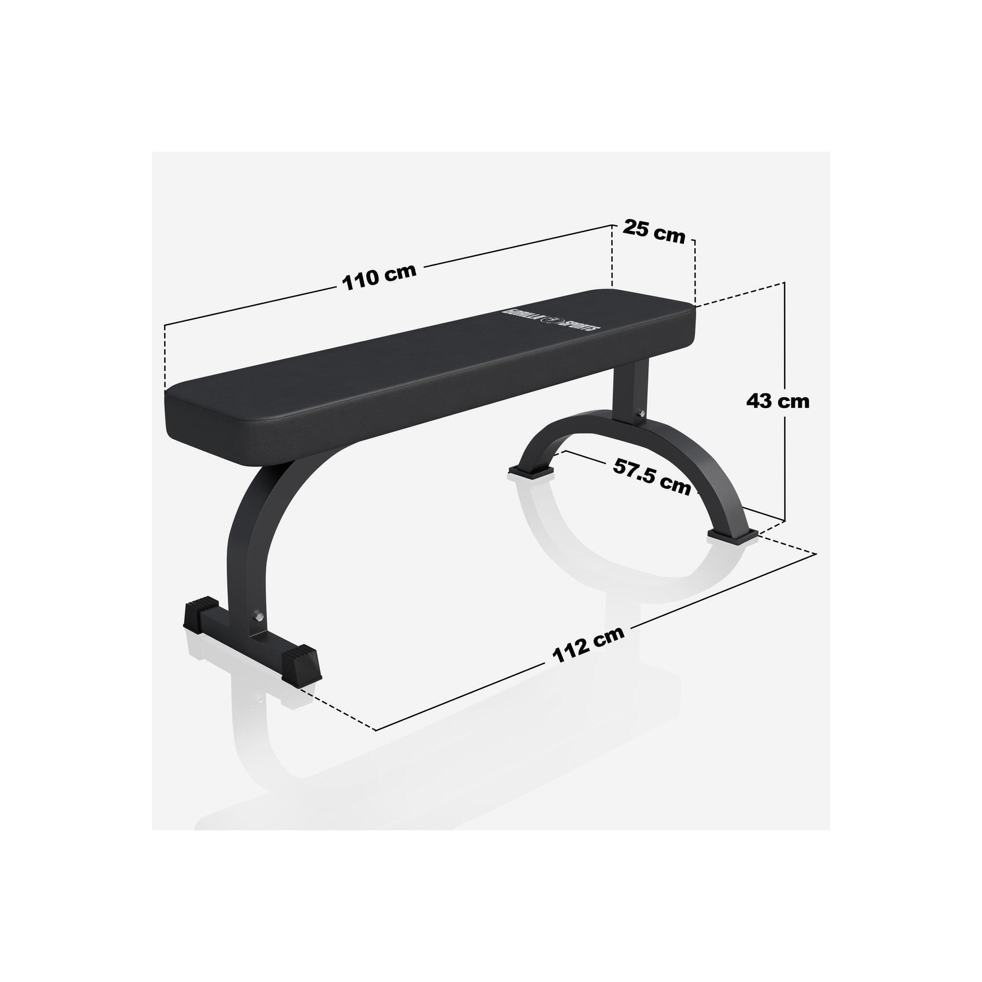 GORILLA SPORTS FLAT WEIGHT BENCH WITH LOGO | COLOR BLACK