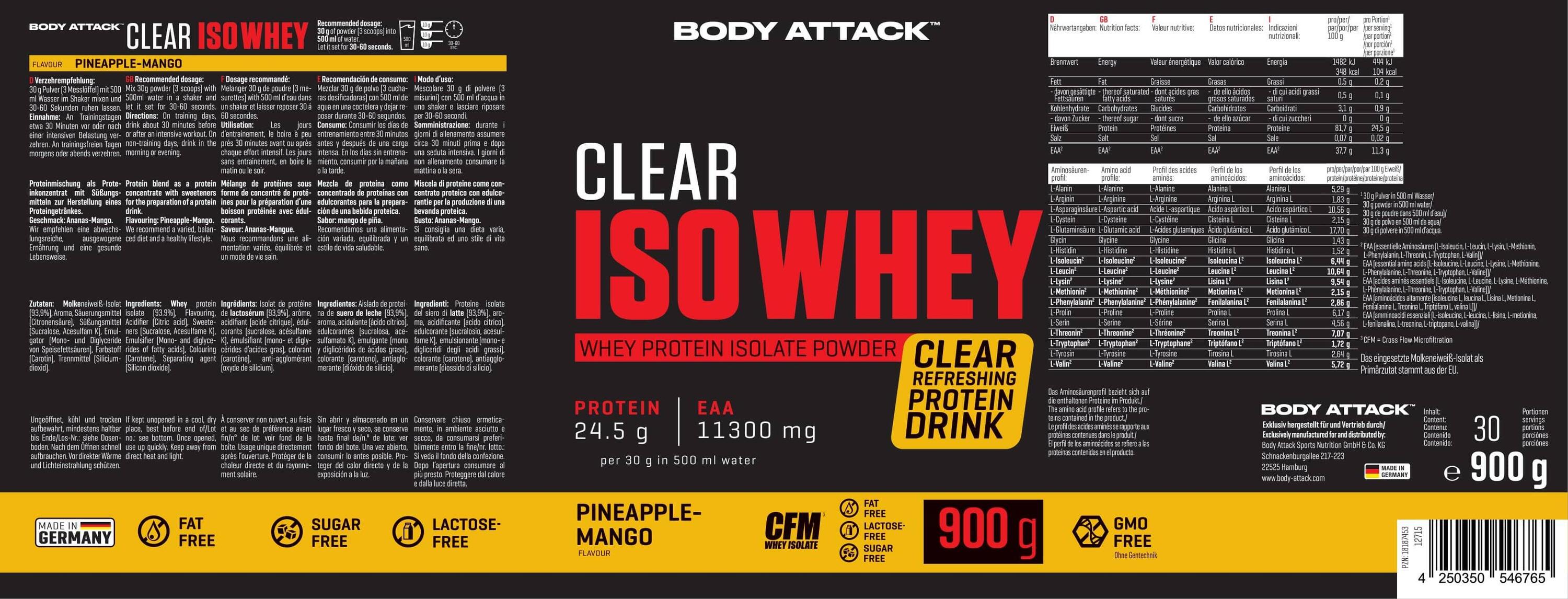 Clear Whey | Clear Iso Whey (900g) | Ananas Mangue 3/4