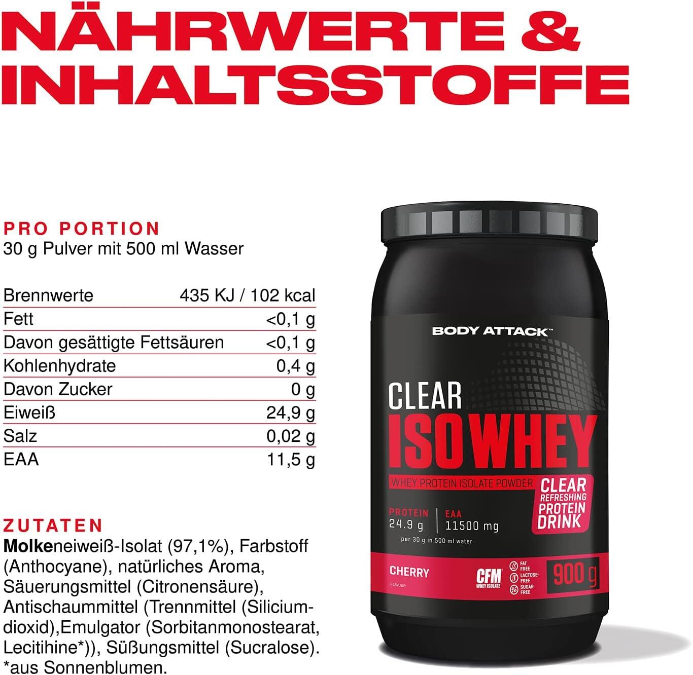 Clear Iso-Whey - Komplett klar und reich an Protein - Cherry (900g) 2/4