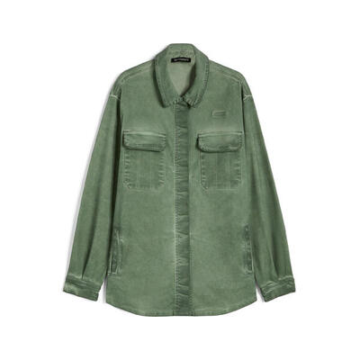 Camicia donna oversize tinta a freddo con tasche interne