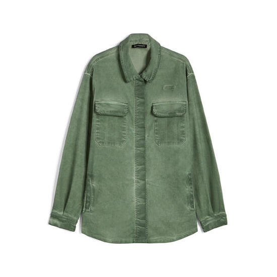 Camicia donna oversize tinta a freddo con tasche interne