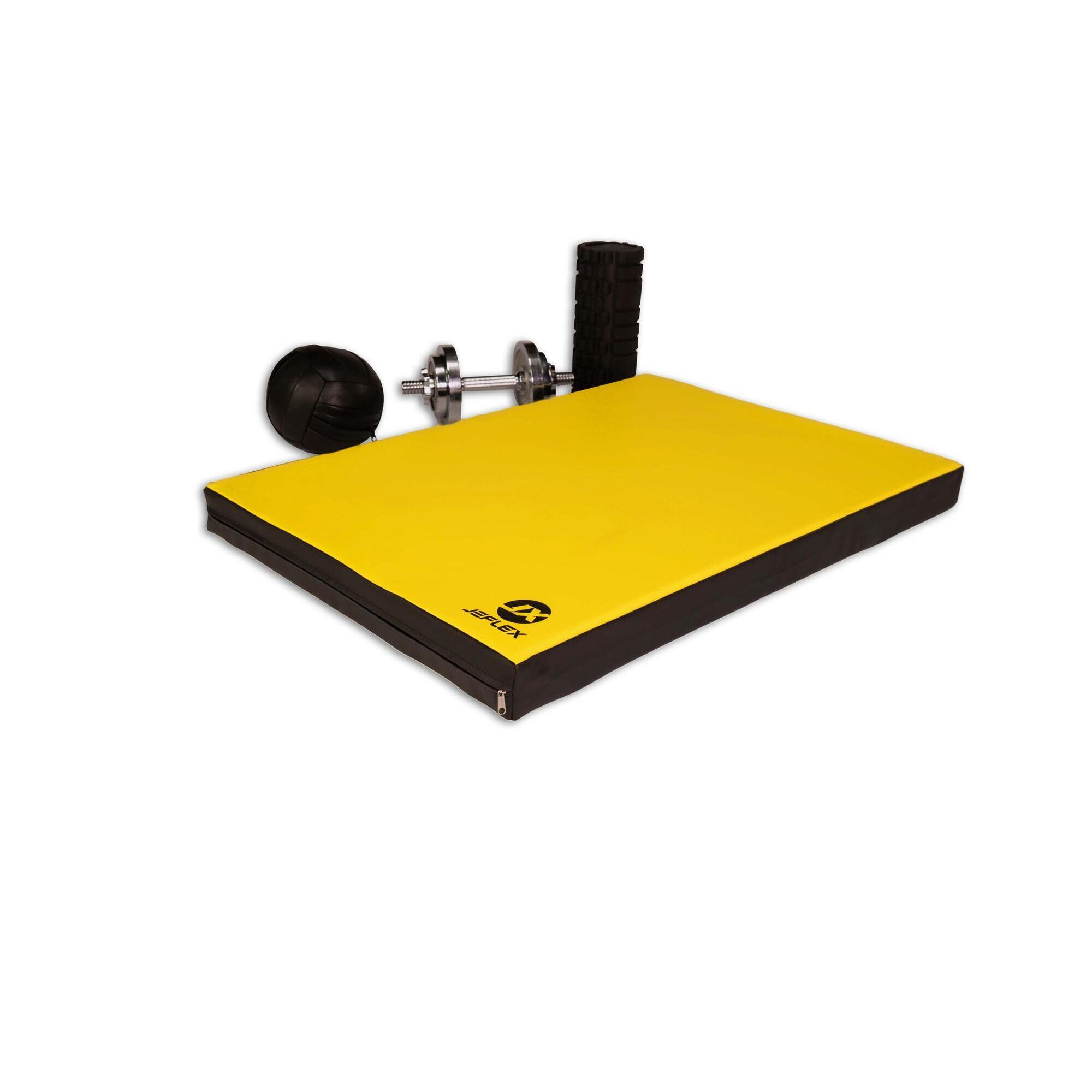 Jeflex - Tapis De Gymnastique 100 X 70 X 8 Cm, Couleur Jaune/noir, Pour Le Fitness - Tapis De Gymnastique - Jaune|noir - 100 Cm - Decathlon
