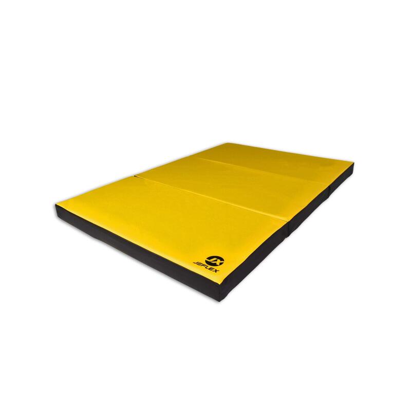 Turnmatte 150 x 100 x 8 cm Fitness gelb/schwarz Weichbodenmatte klappbar Jeflex