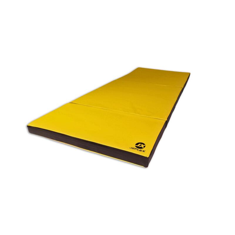 Turnmatte 250 x 100 x 8 cm gelb/schwarz Weichbodenmatte klappbar Jeflex