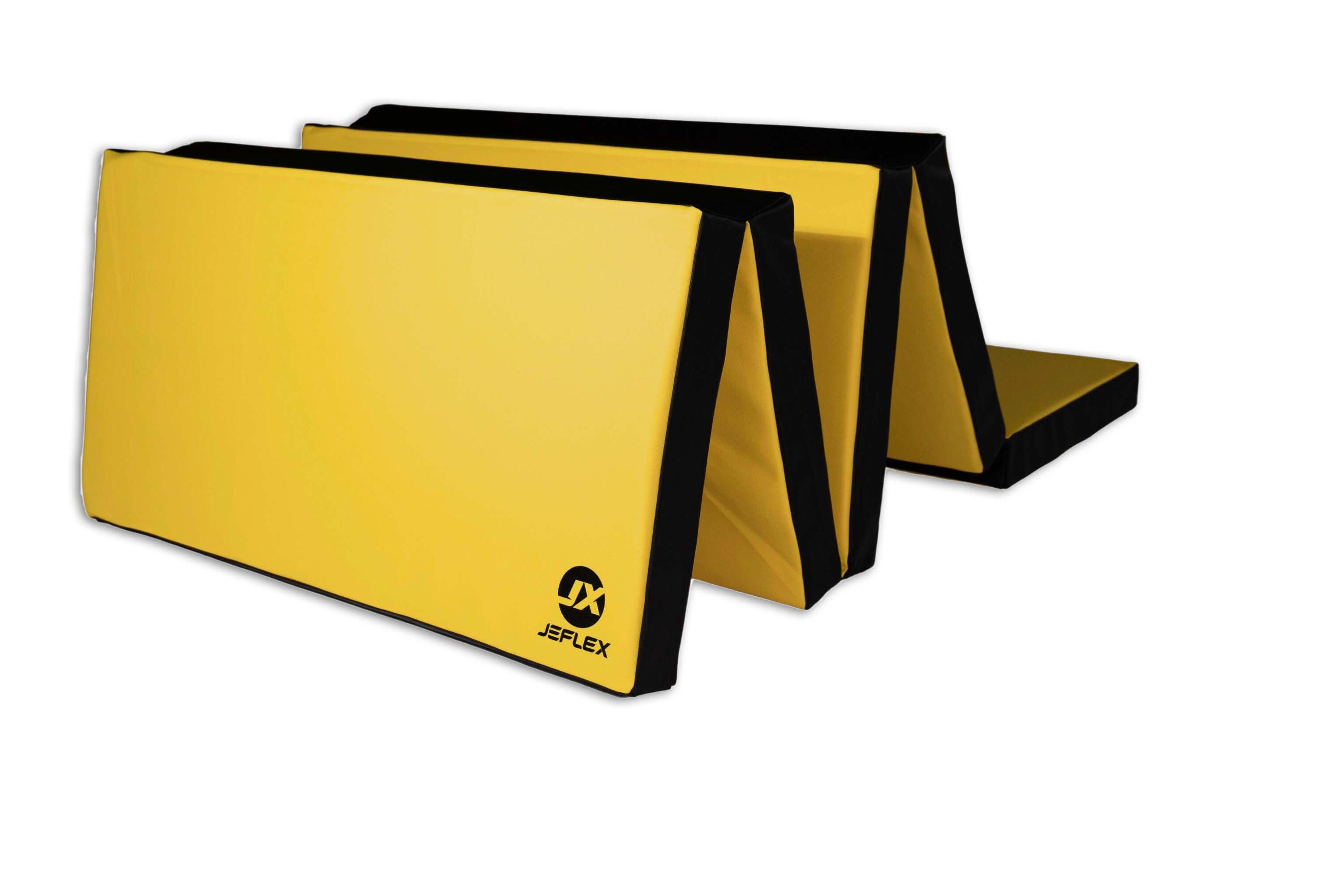 JEFLEX Tappetino per ginnastica 250 x 100 x 8 cm, giallo/nero, pieghevole, Jeflex.
