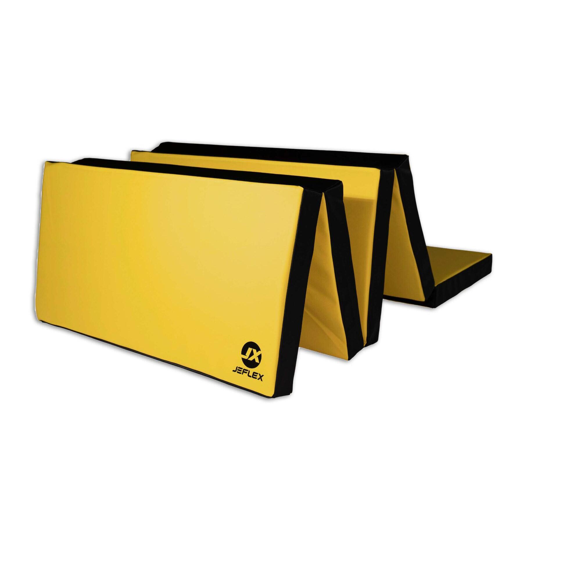Tapete de ginástica 250 x 100 x 8 cm, amarelo/preto, dobrável, Jeflex.