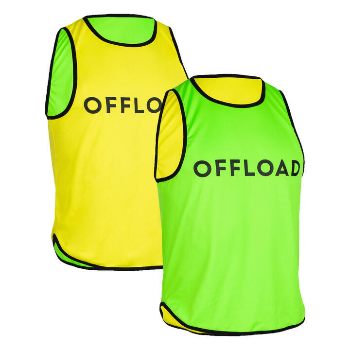 OFFLOAD Refurbished Reversible Rugby Bib R500 - Yellow/Green - D Grade