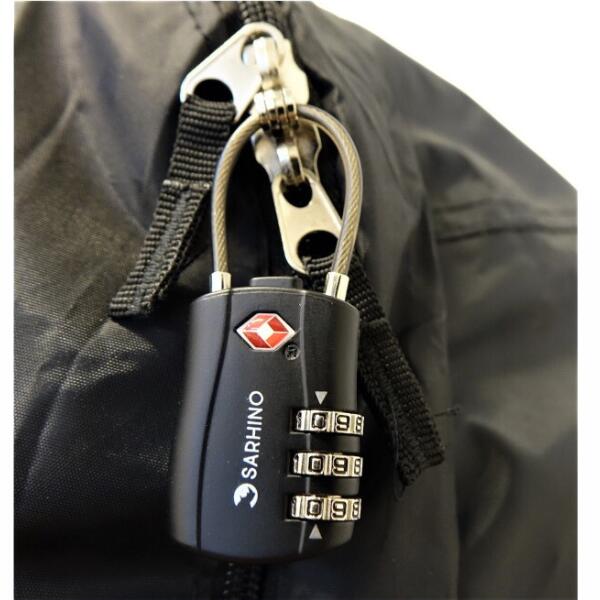 Sarhino Protect Zipper TSA driecijferig kabelslot - zwart