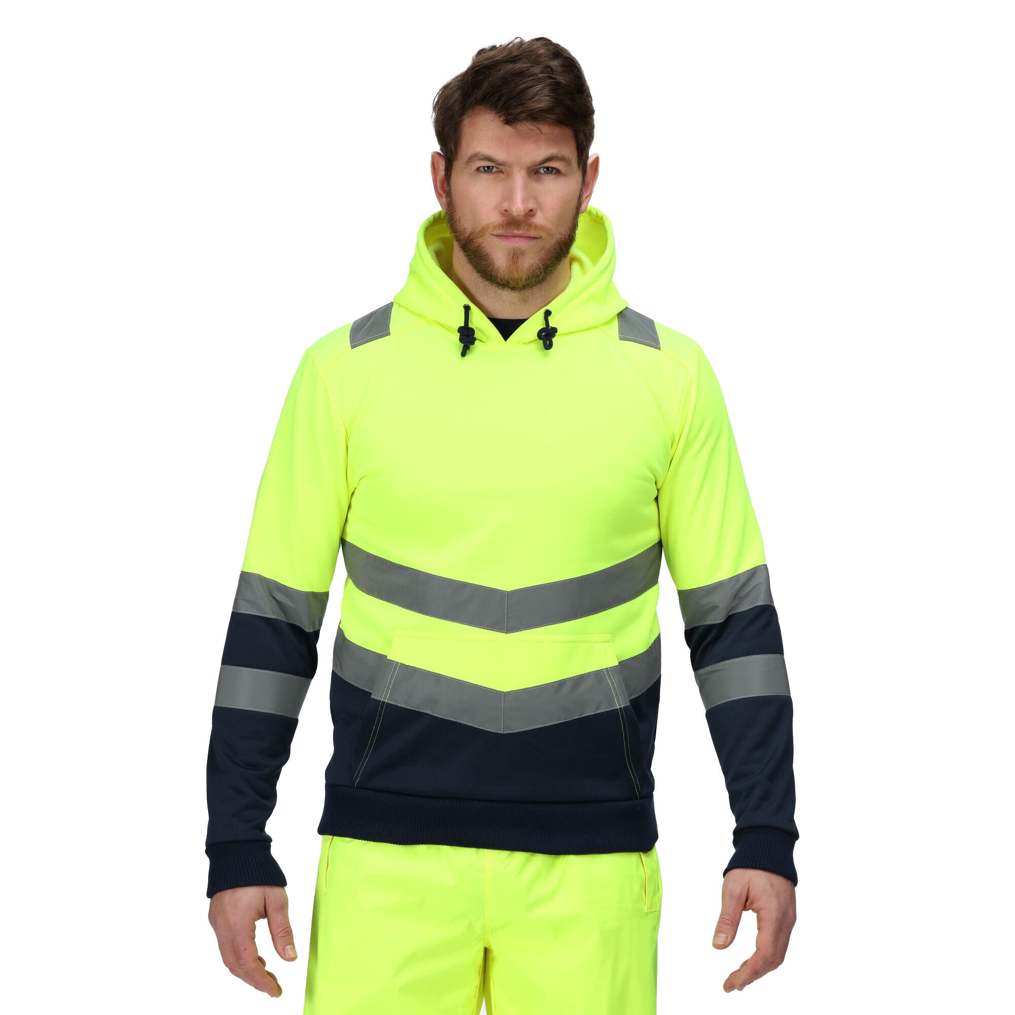 Kapuzenpullover hohe Sichtbarkeit für Herren Gelb 3/4