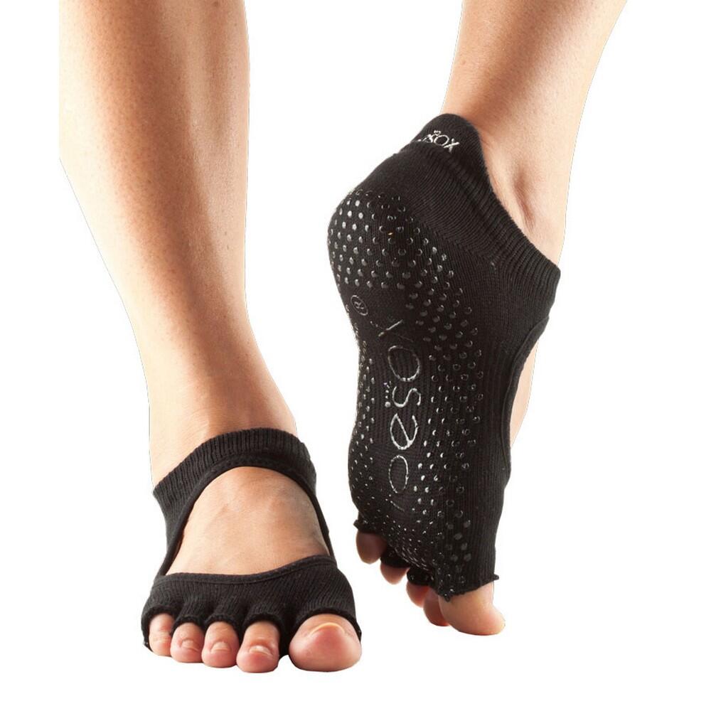 TOESOX Womens/Ladies Bellarina Gripped Half Toe Socks (Black)
