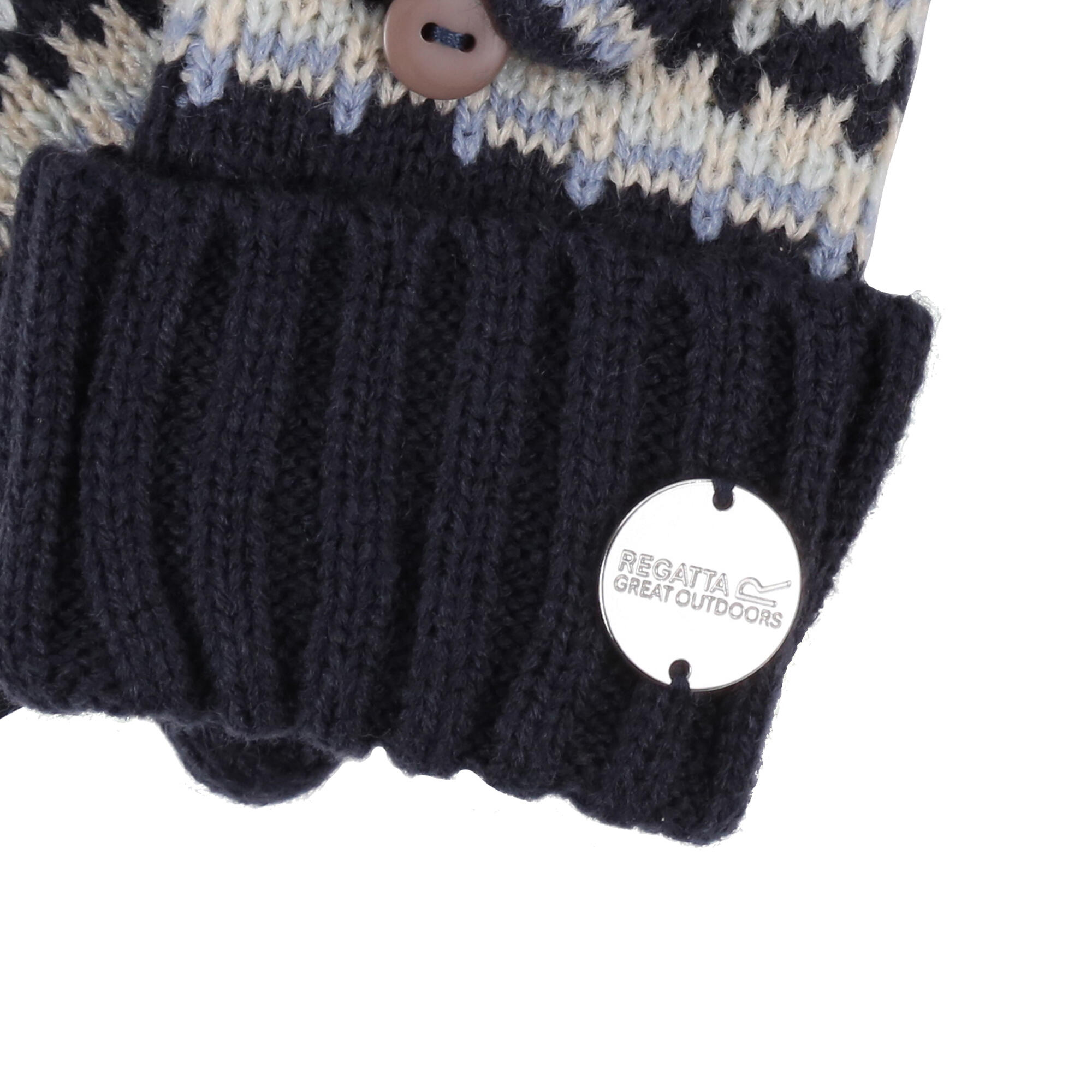 Childrens/Kids Baneberry Knitted Fingerless Gloves (Navy) 3/4