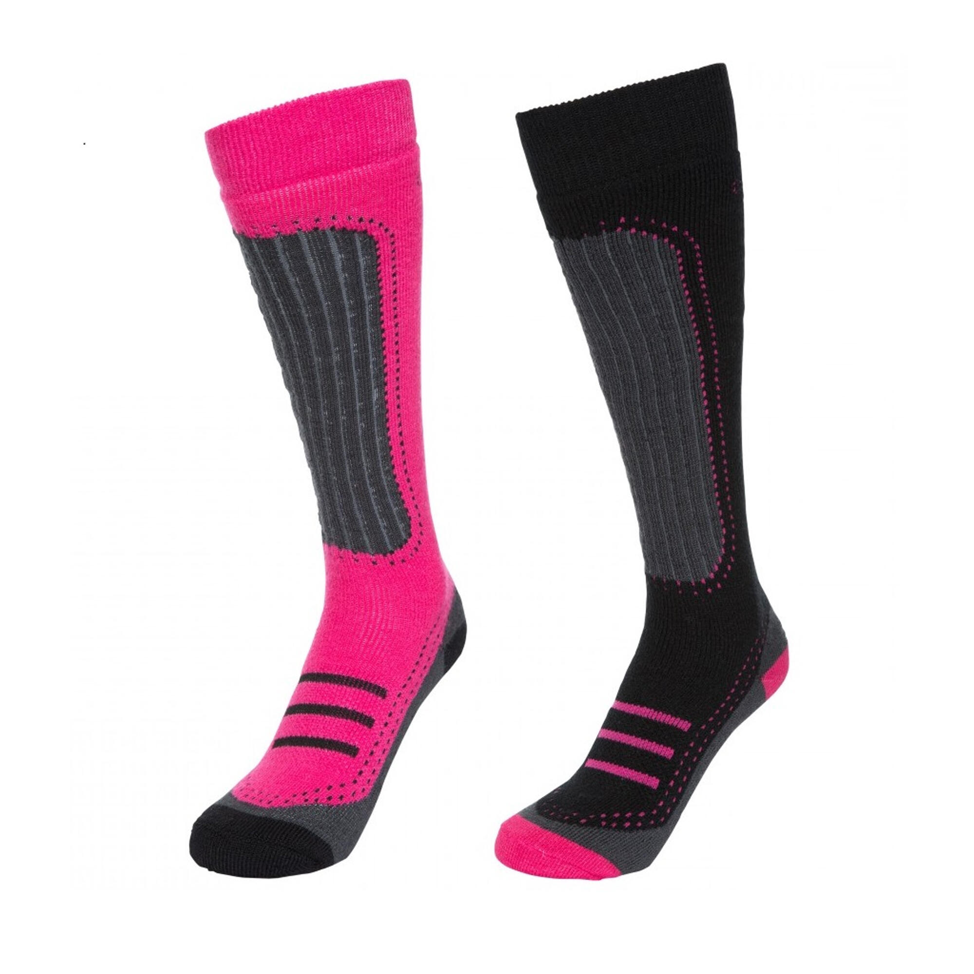 Womens/Ladies Janus II Ski Socks (Pack Of 2) (Cassis/black) 3/4