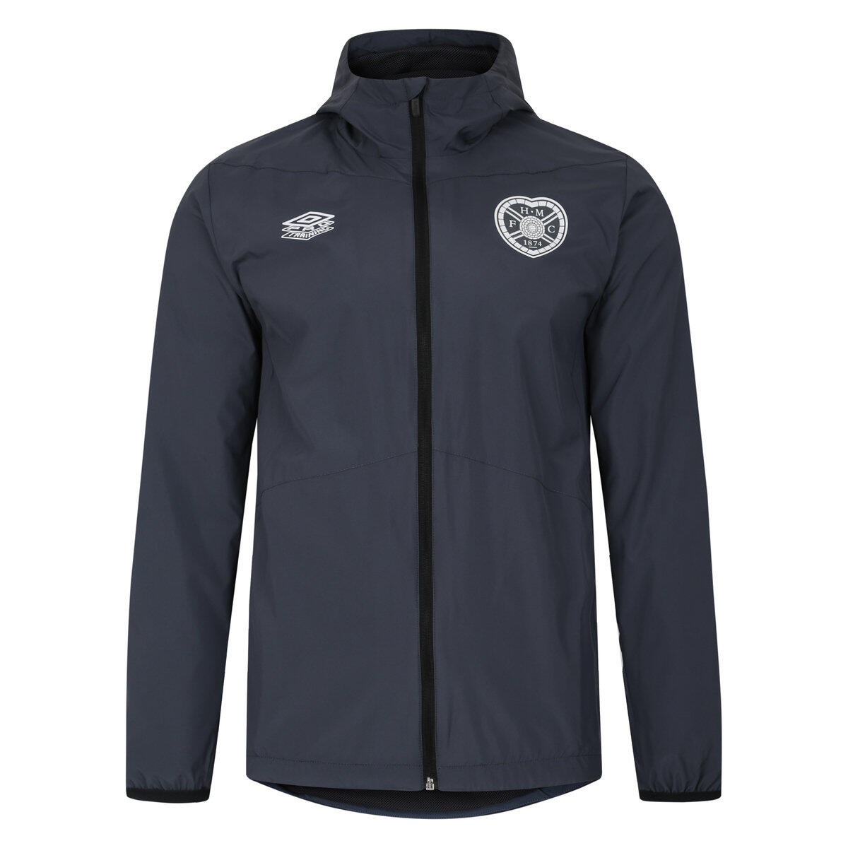 UMBRO Mens 23/24 Heart Of Midlothian FC Showerproof Jacket (Carbon/Grisaille/Black)