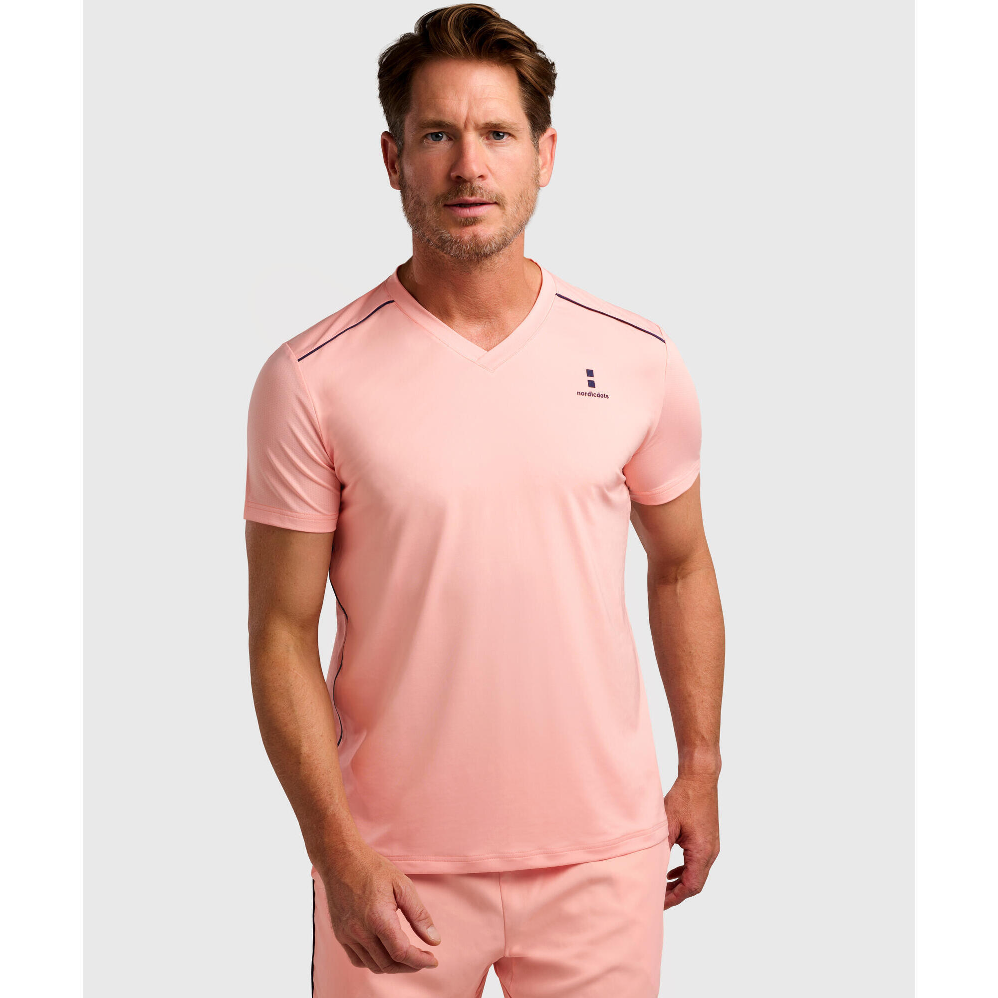 Nordicdots - T-shirt De Tennis/padel Performance Homme Peach - T-shirt Manches Courtes - Rose - 40 M - Decathlon