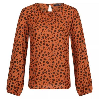 Dames hadria dierenprint blouse (koperen amandel)