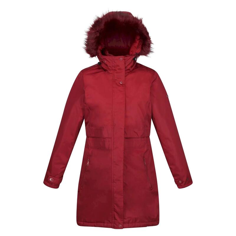 Parka Lyanna Ribete de Piel Sintética para Mujer Cabernet