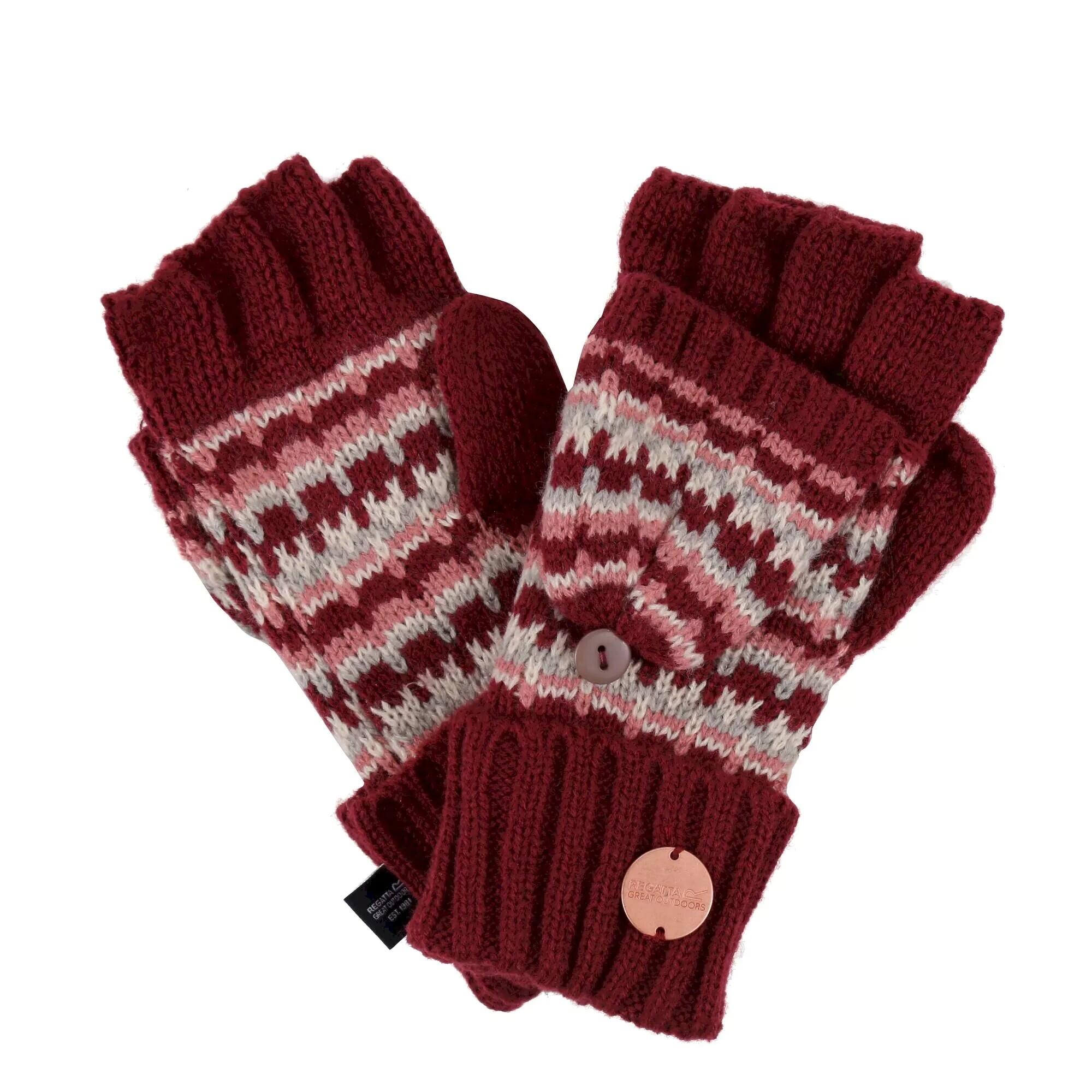 Childrens/Kids Baneberry Knitted Fingerless Gloves (Dark Pimento) 1/4