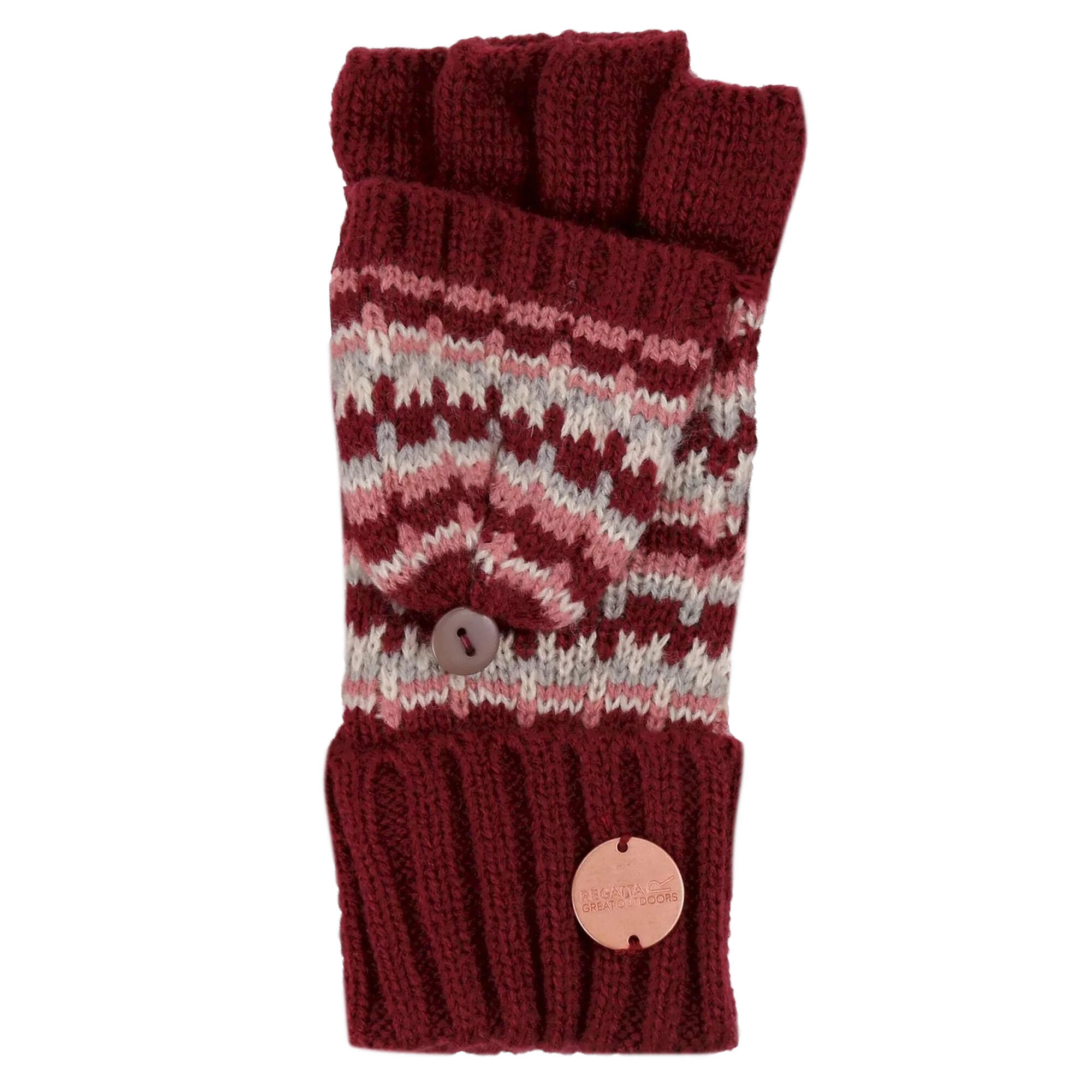 Childrens/Kids Baneberry Knitted Fingerless Gloves (Dark Pimento) 2/4