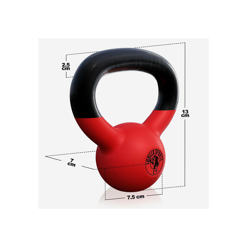 Kettlebell din fontă turnată cu înveliș de cauciuc 2kg