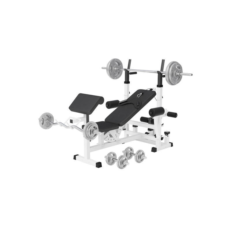 Banc de musculation universel GS005 + set d´haltères de 108 KG dotés de poids en