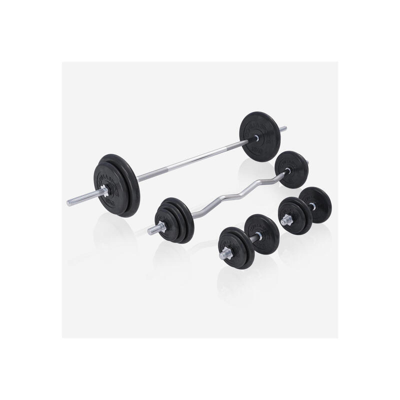 Banc de musculation universel GS005 + set d´haltères de 108 KG (haltère long, ha