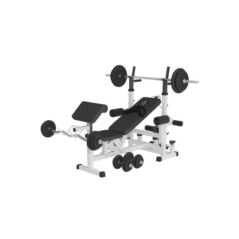 Banc de musculation universel GS005 + set d´haltères de 108 KG (haltère long, ha