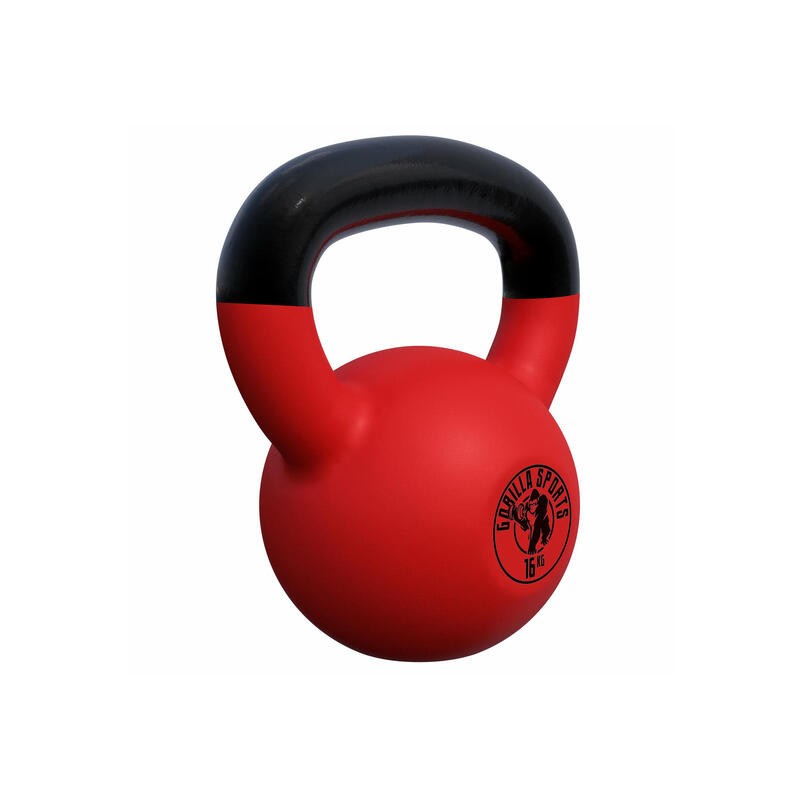 Kettlebell Gorilla Sports Hierro Fundido Negro/Rojo