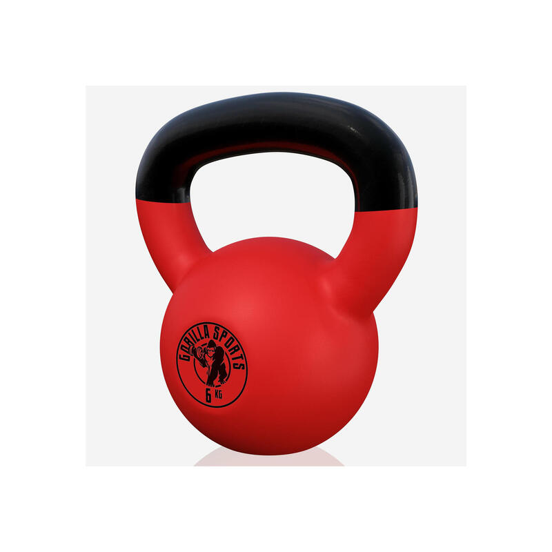 Kettlebell Gorilla Sports Hierro Fundido Negro/Rojo