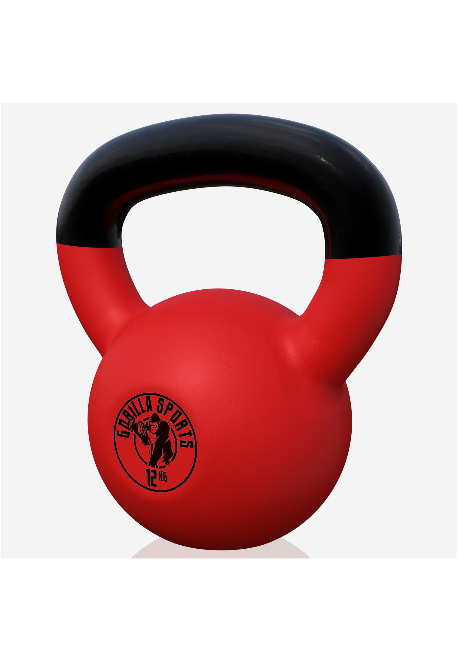 Gorilla Sports Kettlebell - 12 kg - Gietijzer - Rubber Coating - Vinyl - Rood 3/7