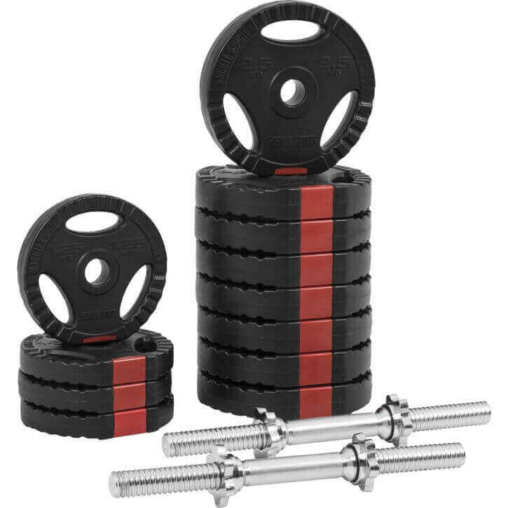 Dumbellset - Halterset - Gripper Kunststof - 30 kg - Halterstang met gewichten