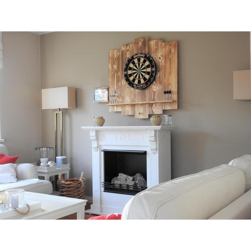 WOODEN Dartboard Surround | Premium Dart-Wandschutz | MIT Tablet-Halter